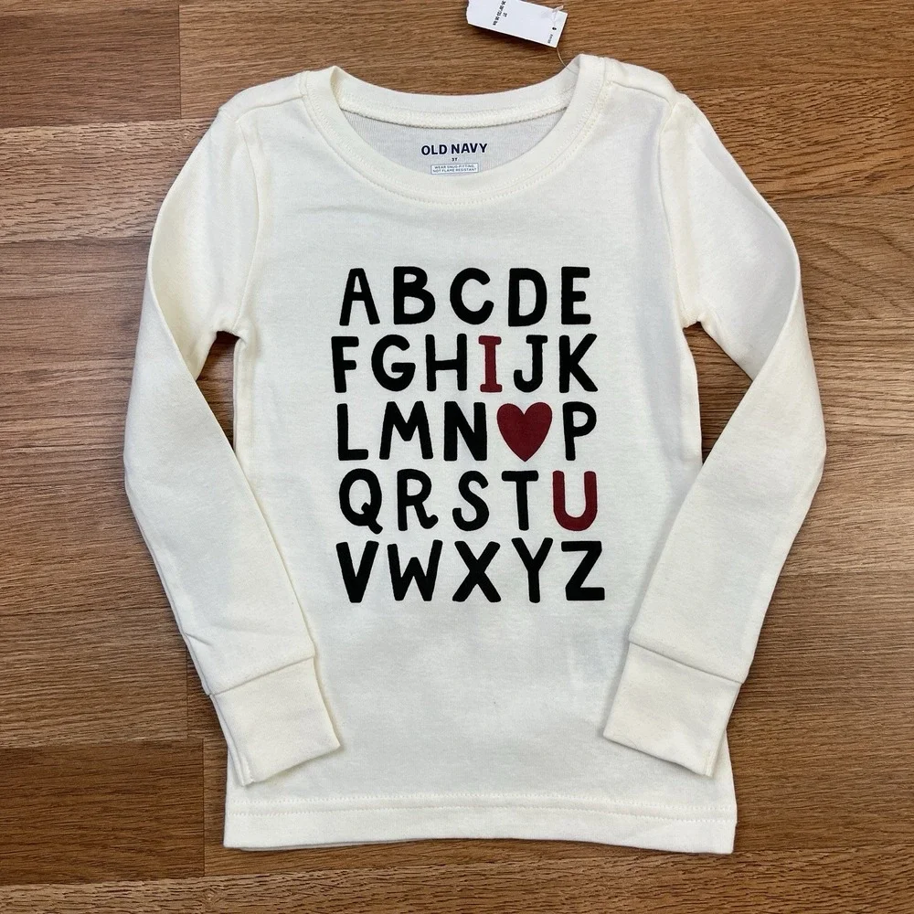 Old Navy Unisex Toddler Pajamas Alphabet Stripes Long Sleeves Size 3t NEW‎